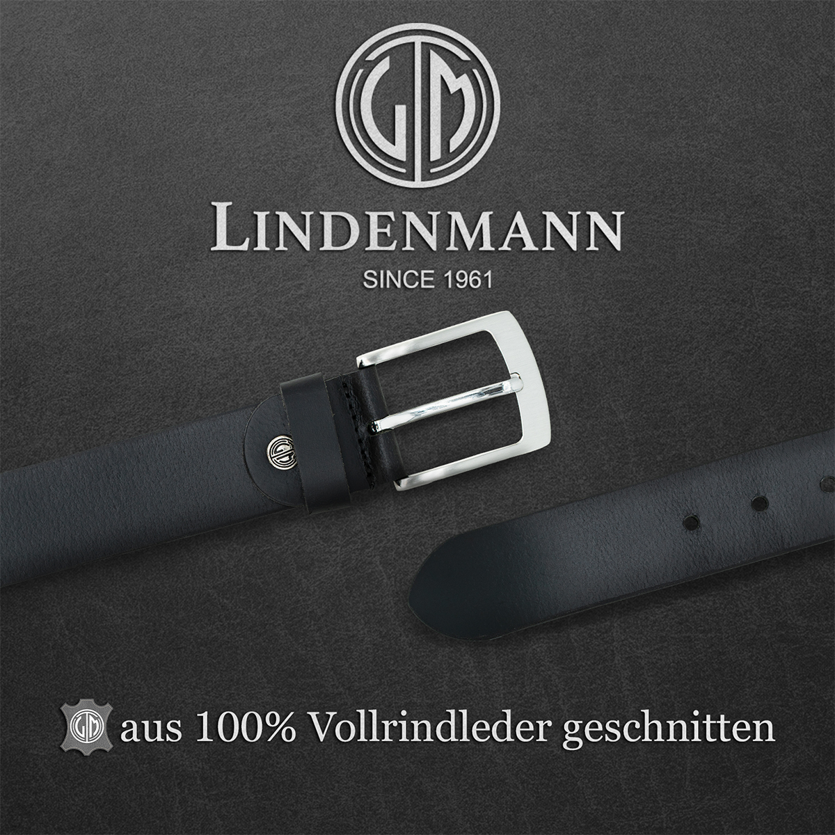 LINDENMANN Ledergürtel Herren schwarz