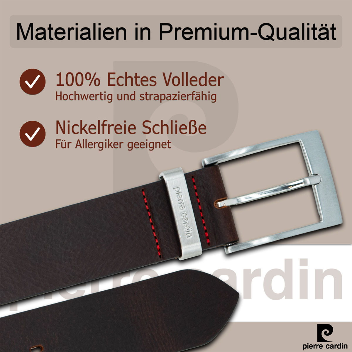 Pierre Cardin Herren Echtledergürtel Herren dunkelbraun