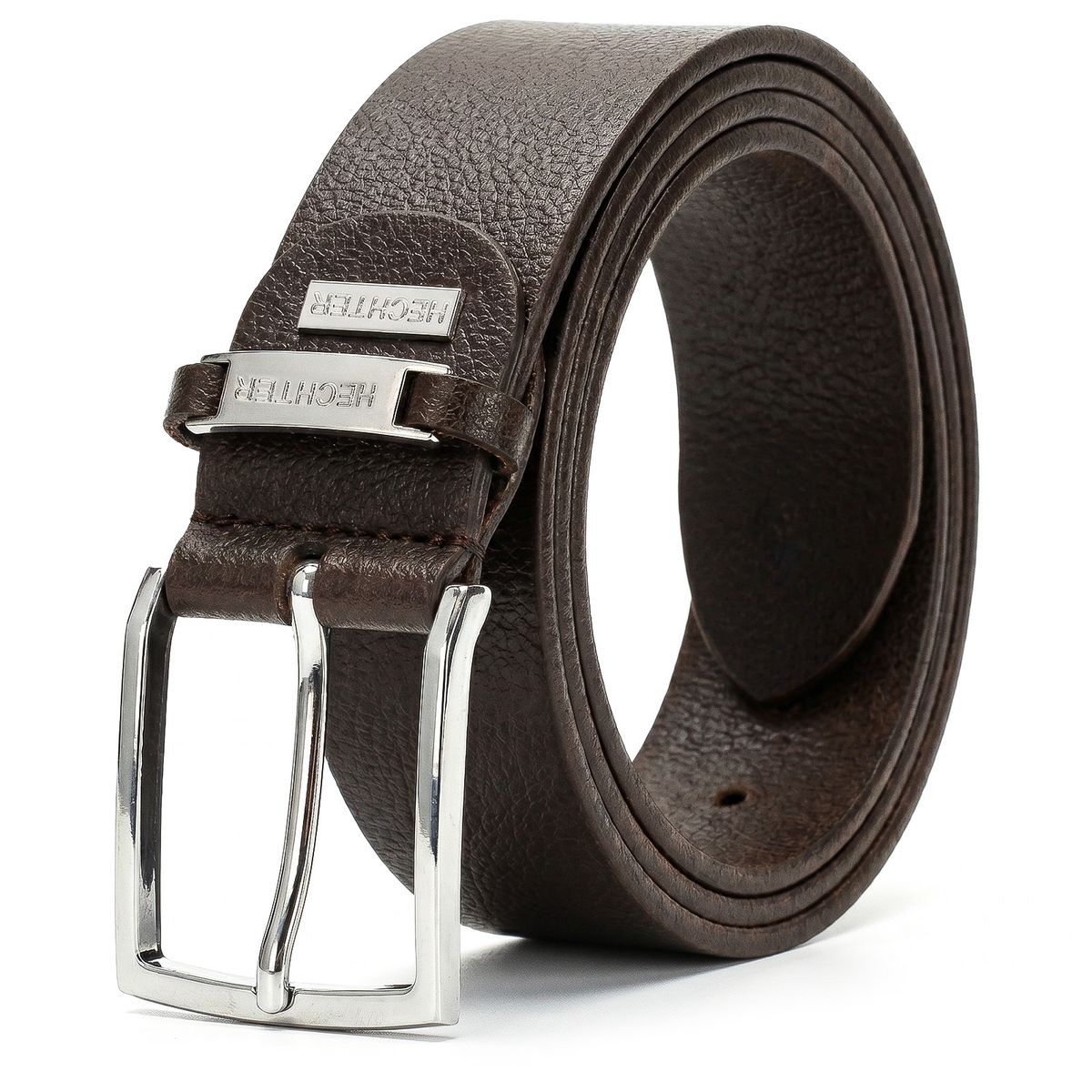 Gürtel, Leder, Braun, Metall-Schnalle, Breite Gürtel, HECHTER Paris Herren 100% Echtledergürtel dunkelbraun