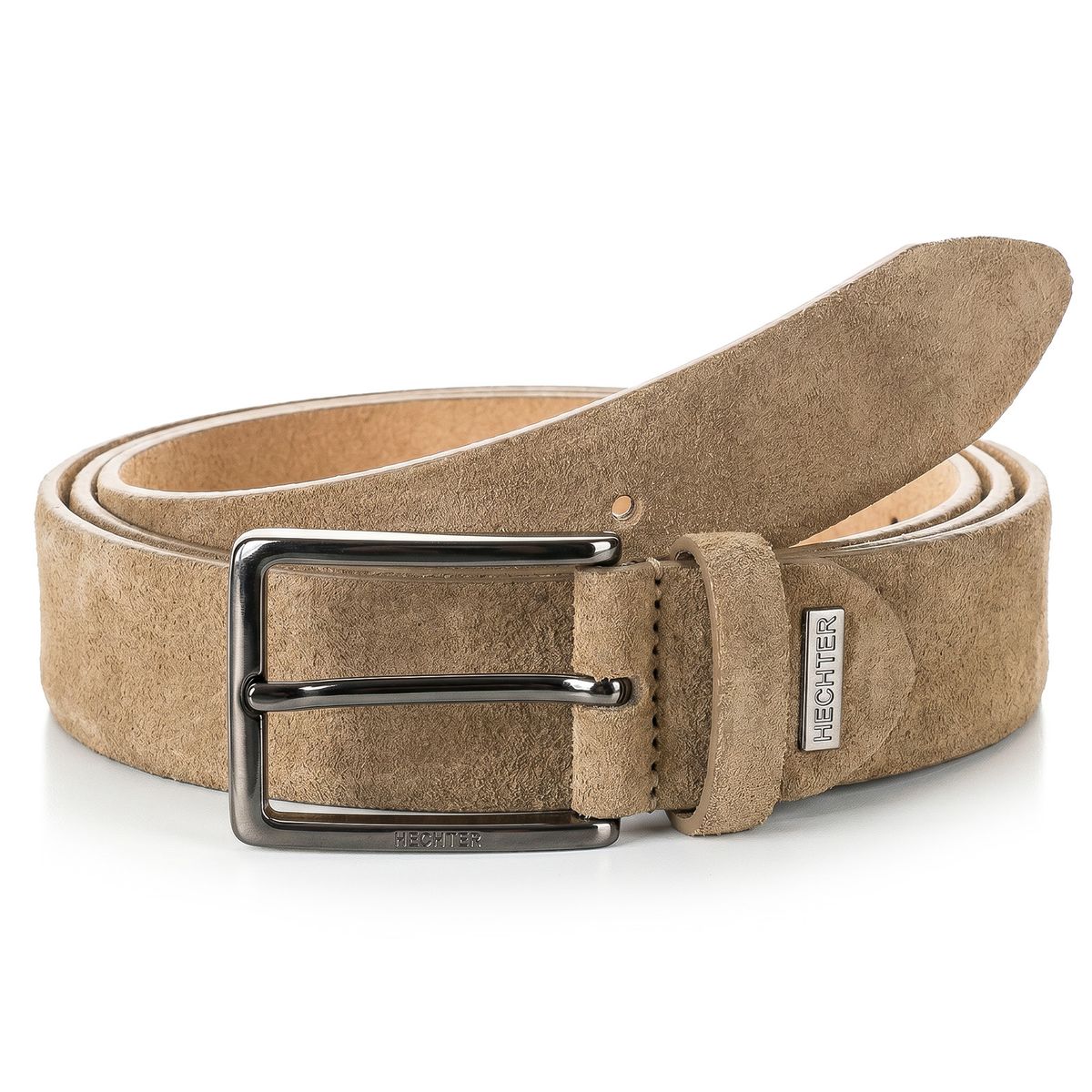 gürtel, wildleder, beige, metall buckle, unisex, HECHTER Paris Herren Veloursledergürtel aus 100% Echtleder hellbraun