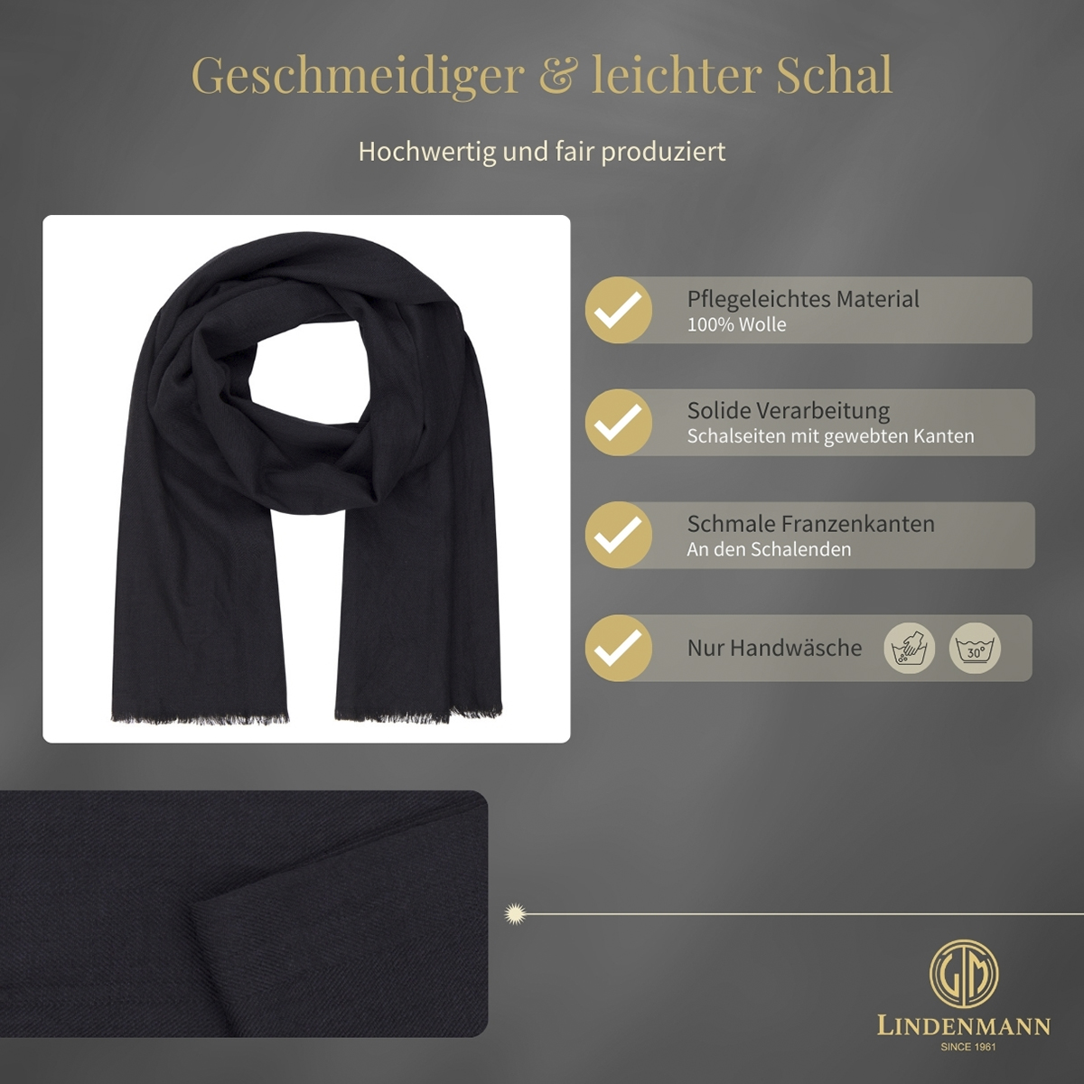 Herren Schal schwarz