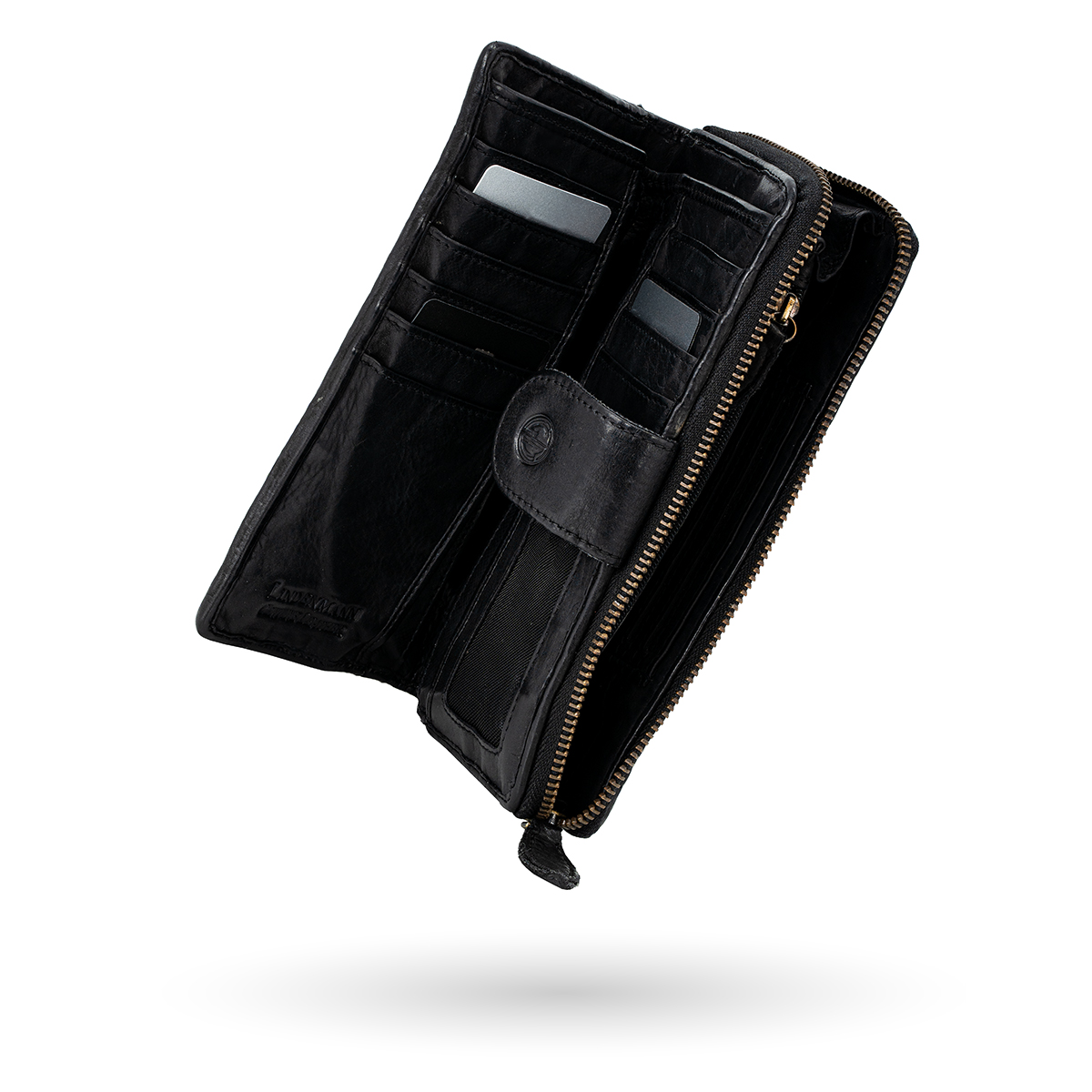 LINDENMANN Damen Leder Geldbeutel schwarz LINDENMANN Damen Leder Portemonnaie schwarz