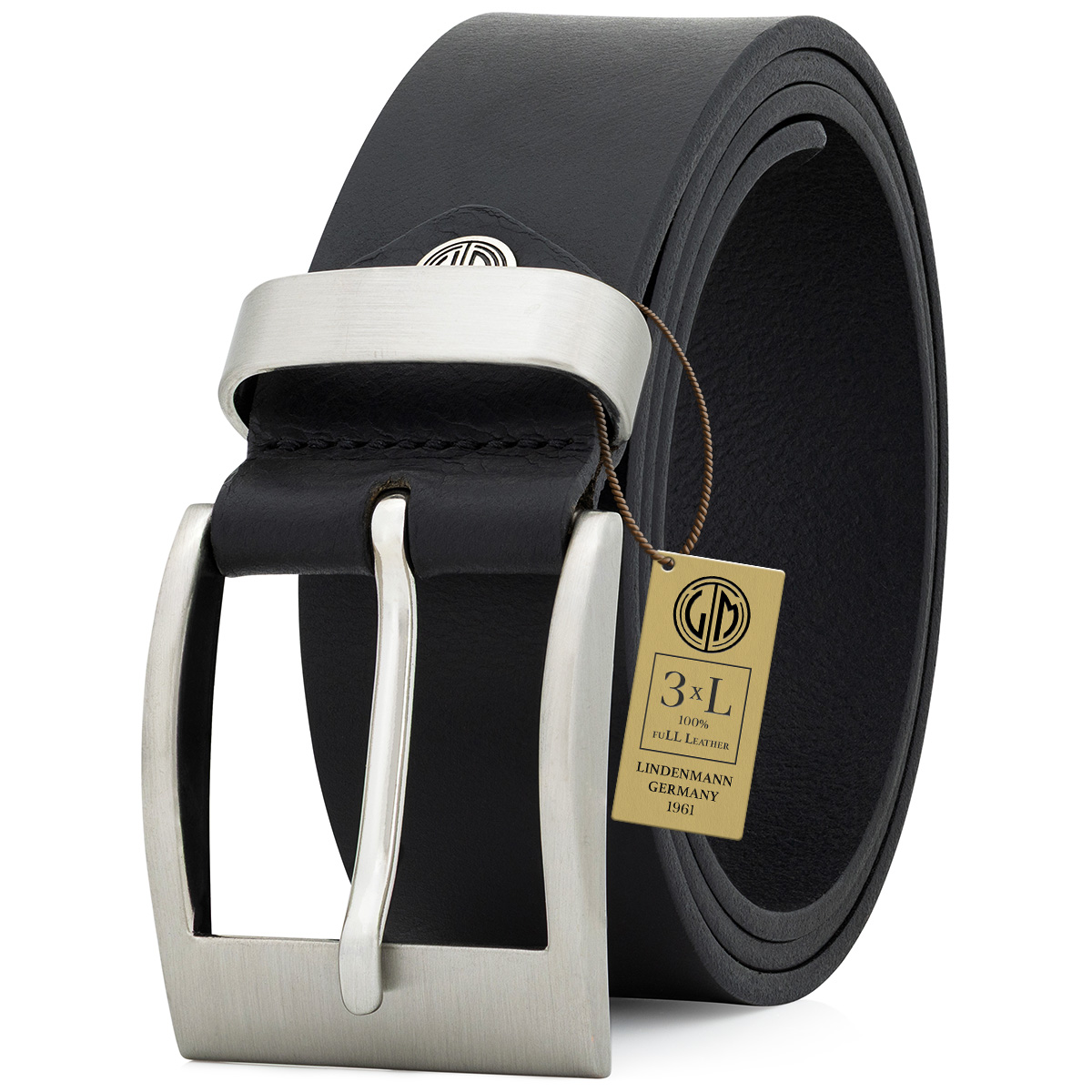 LINDENMANN Ledergürtel Herren schwarz