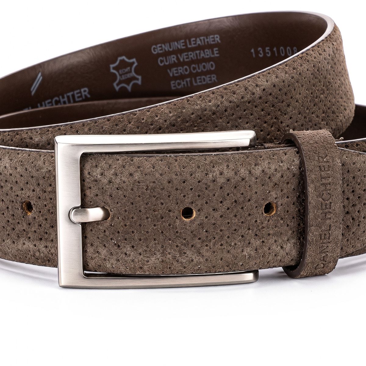 DANIEL HECHTER Herren smart casual 100% echtes Veloursledergürtel dunkelbraun
