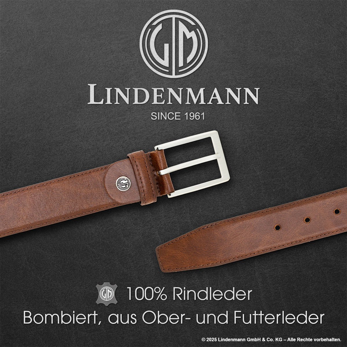 LINDENMANN Herrengürtel Leder mogano