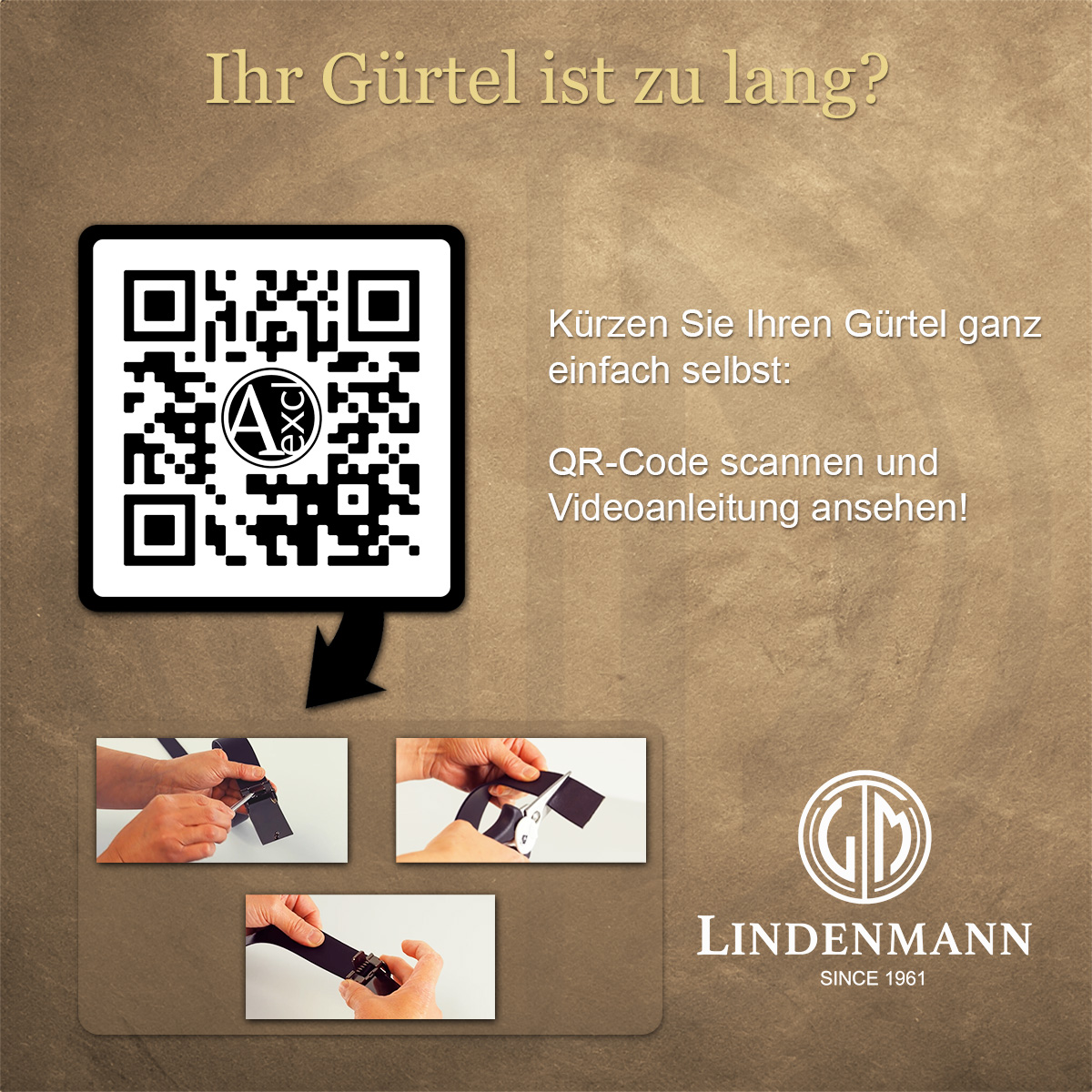 LINDENMANN Vollrindleder Herrenautomatikgürtel Onyx