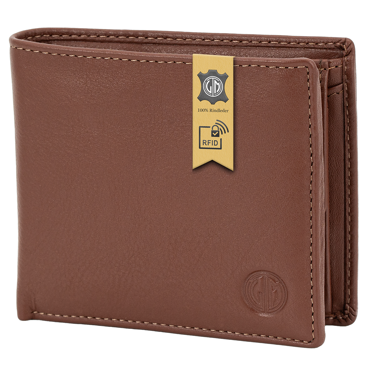 LINDENMANN Herren Leder Portemonnaie cognac