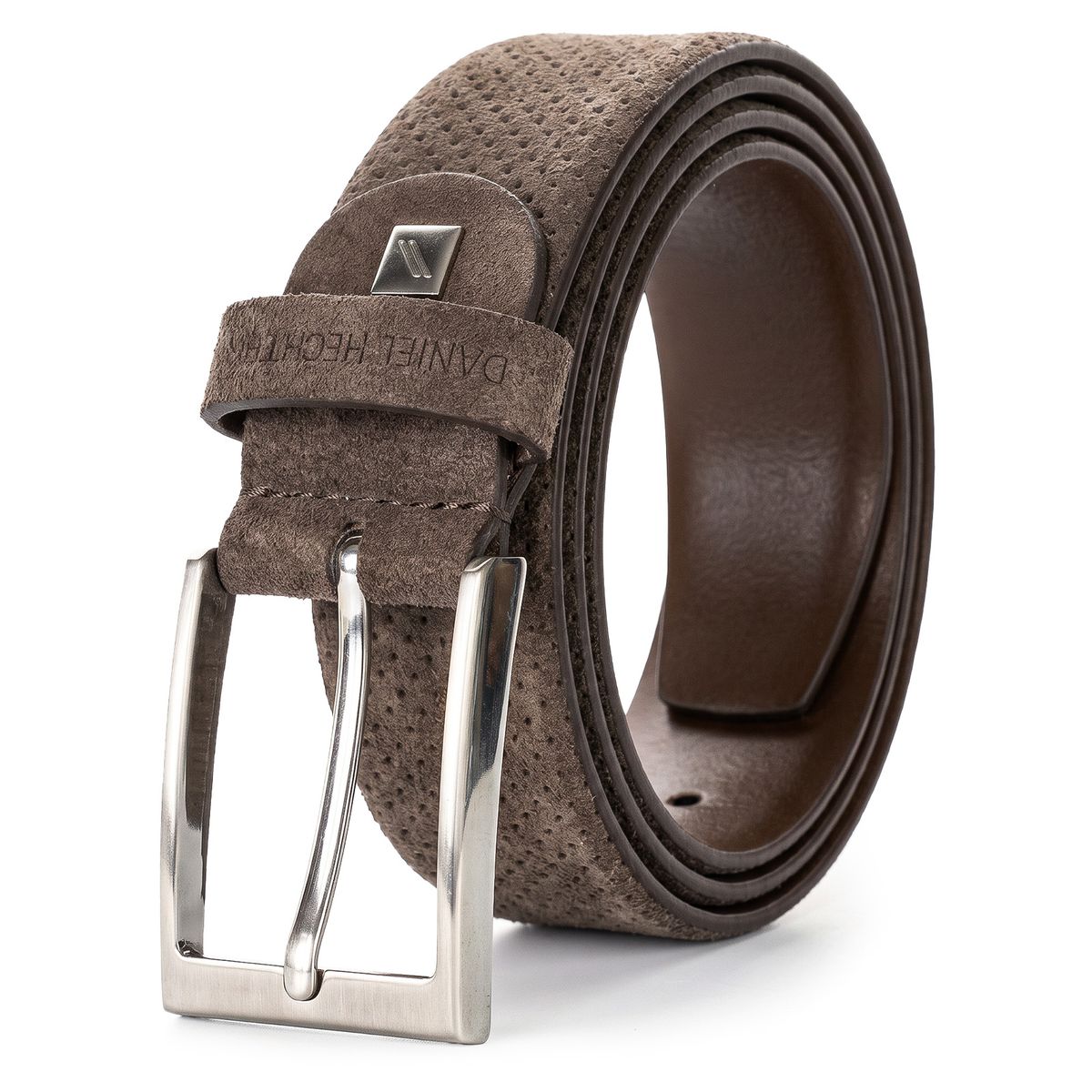 DANIEL HECHTER Herren smart casual 100% echtes Veloursledergürtel dunkelbraun
