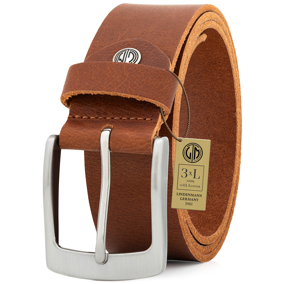 LINDENMANN Ledergürtel cognac