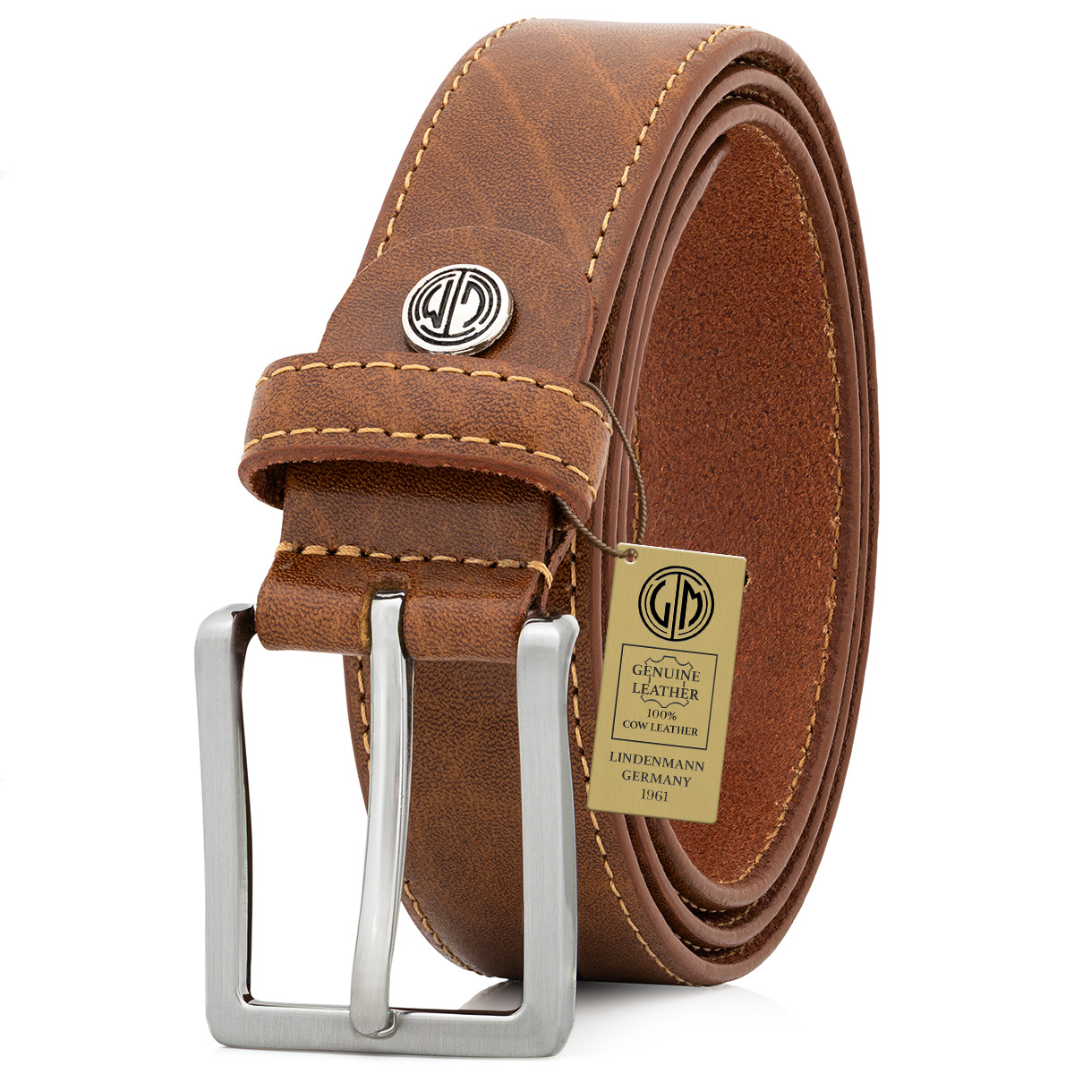 LINDENMANN Ledergürtel Herren cognac