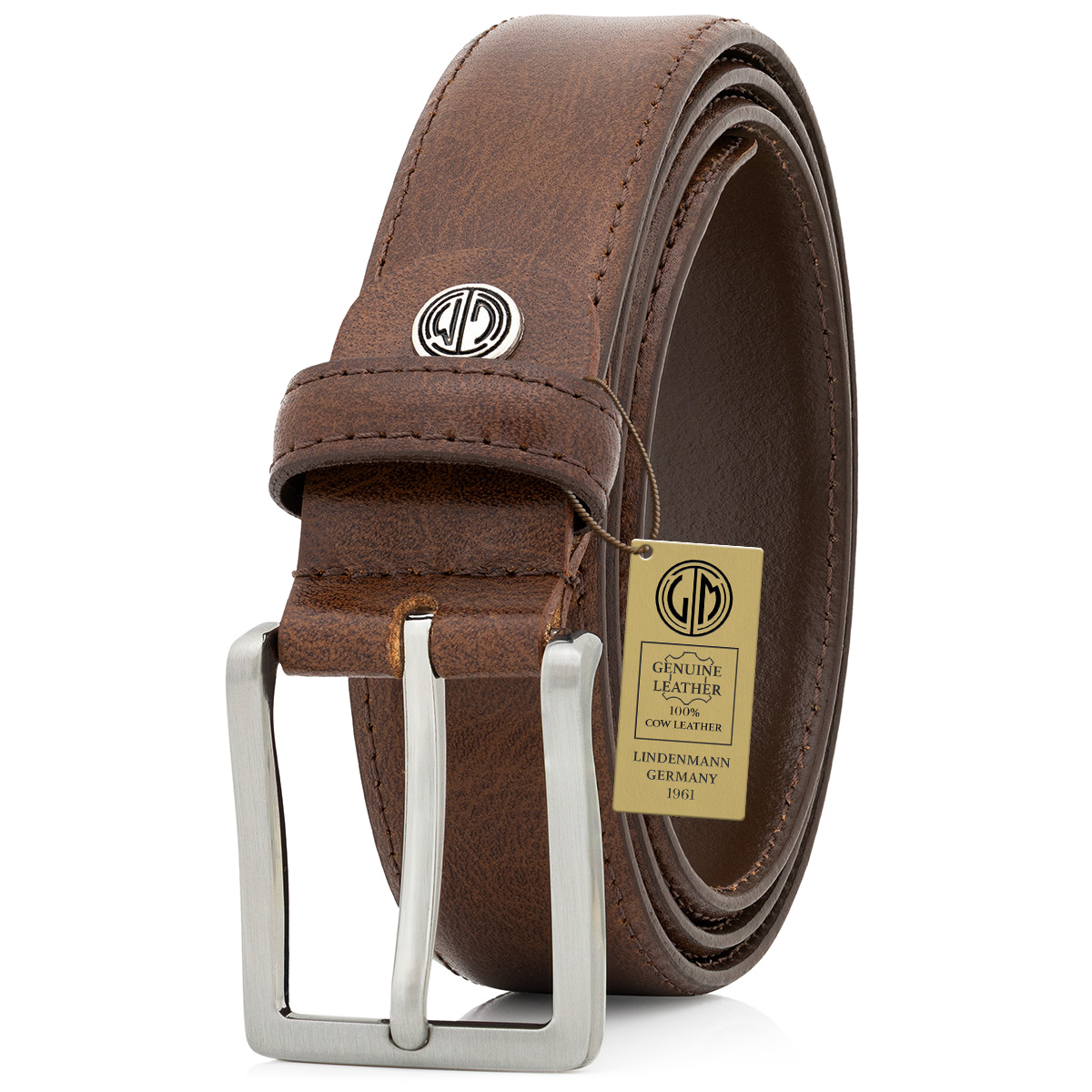 LINDENMANN Herrengürtel Leder mogano