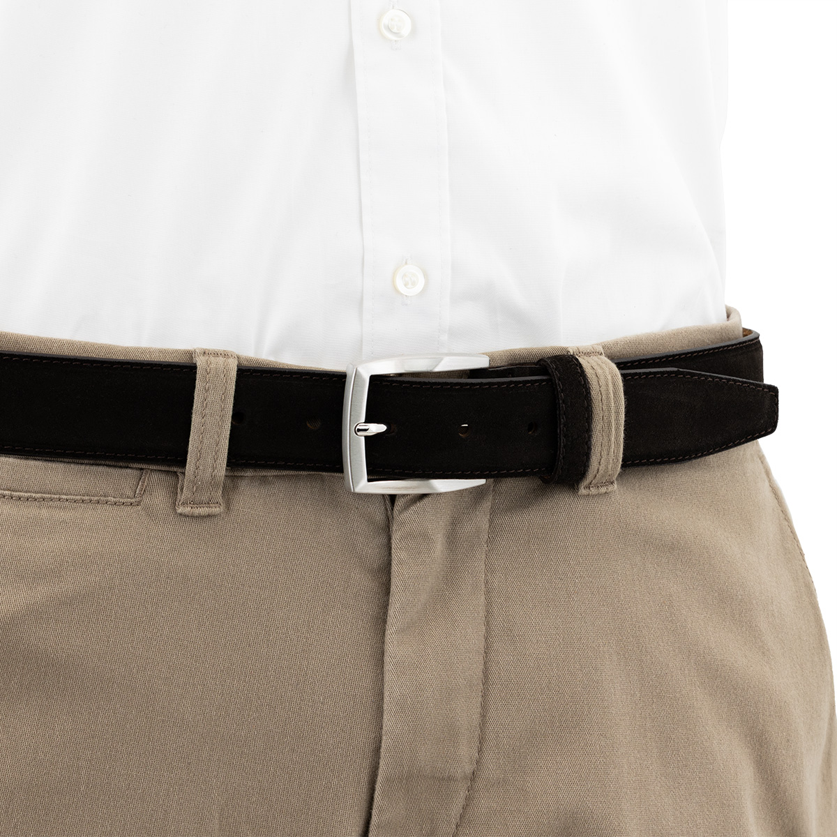 LINDENMANN Herrengürtel Veloursleder schokoladenbraun