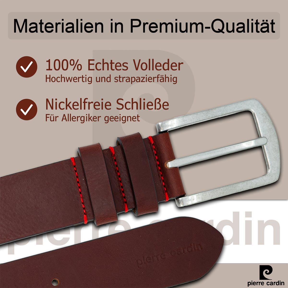 Pierre Cardin Herren Echtledergürtel Herren dunkelbraun