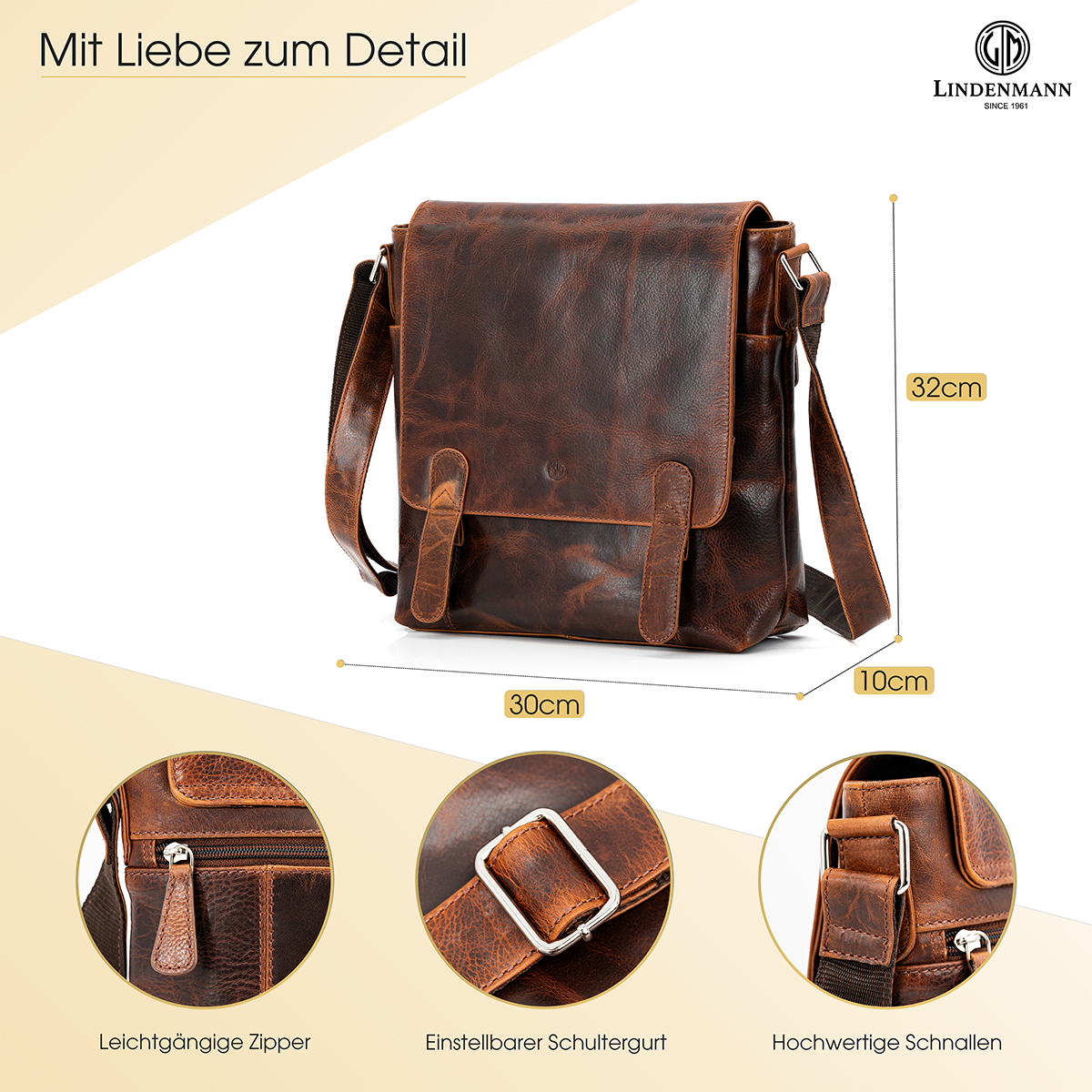 Lindenmann Ledertasche braun
