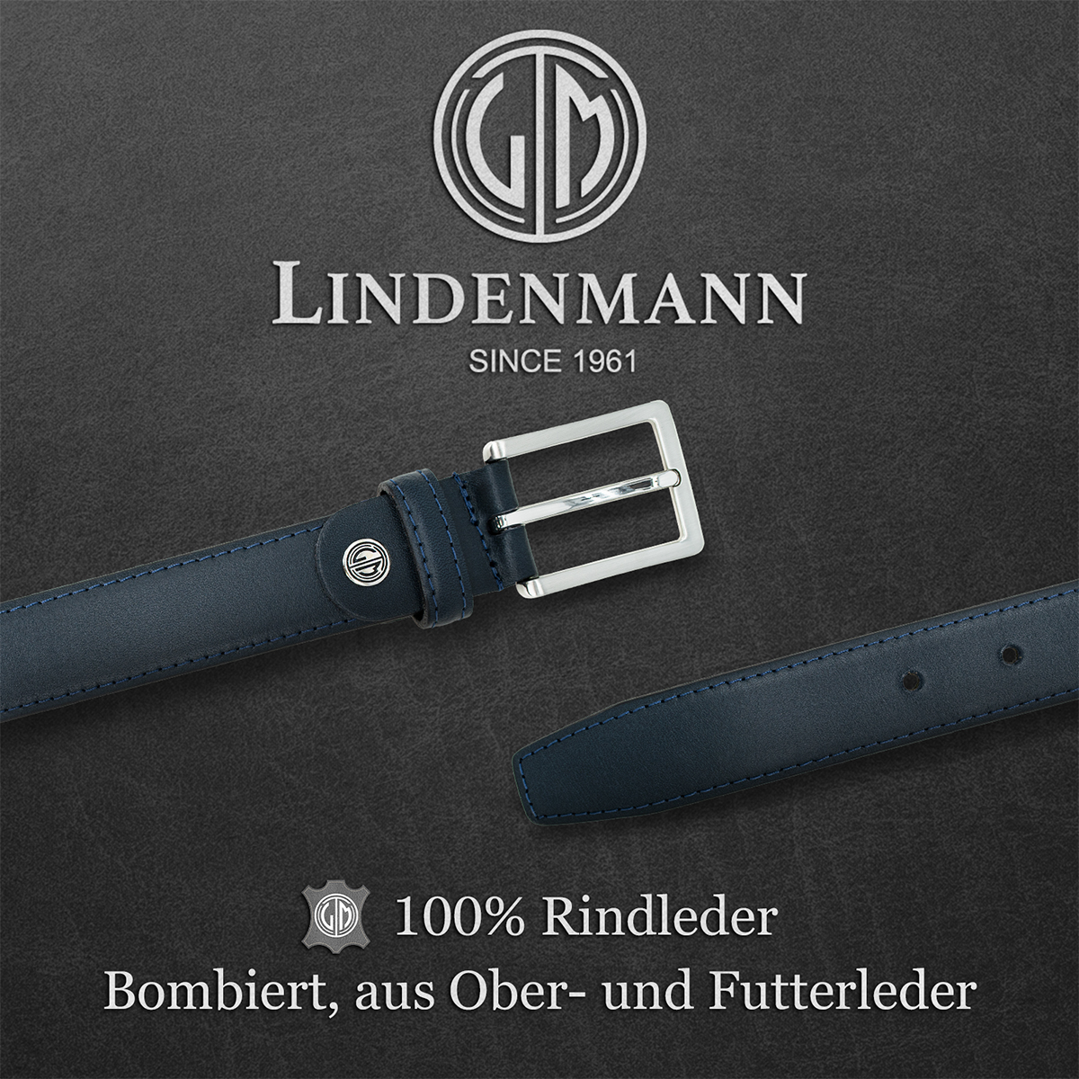 LINDENMANN Ledergürtel Herren marine