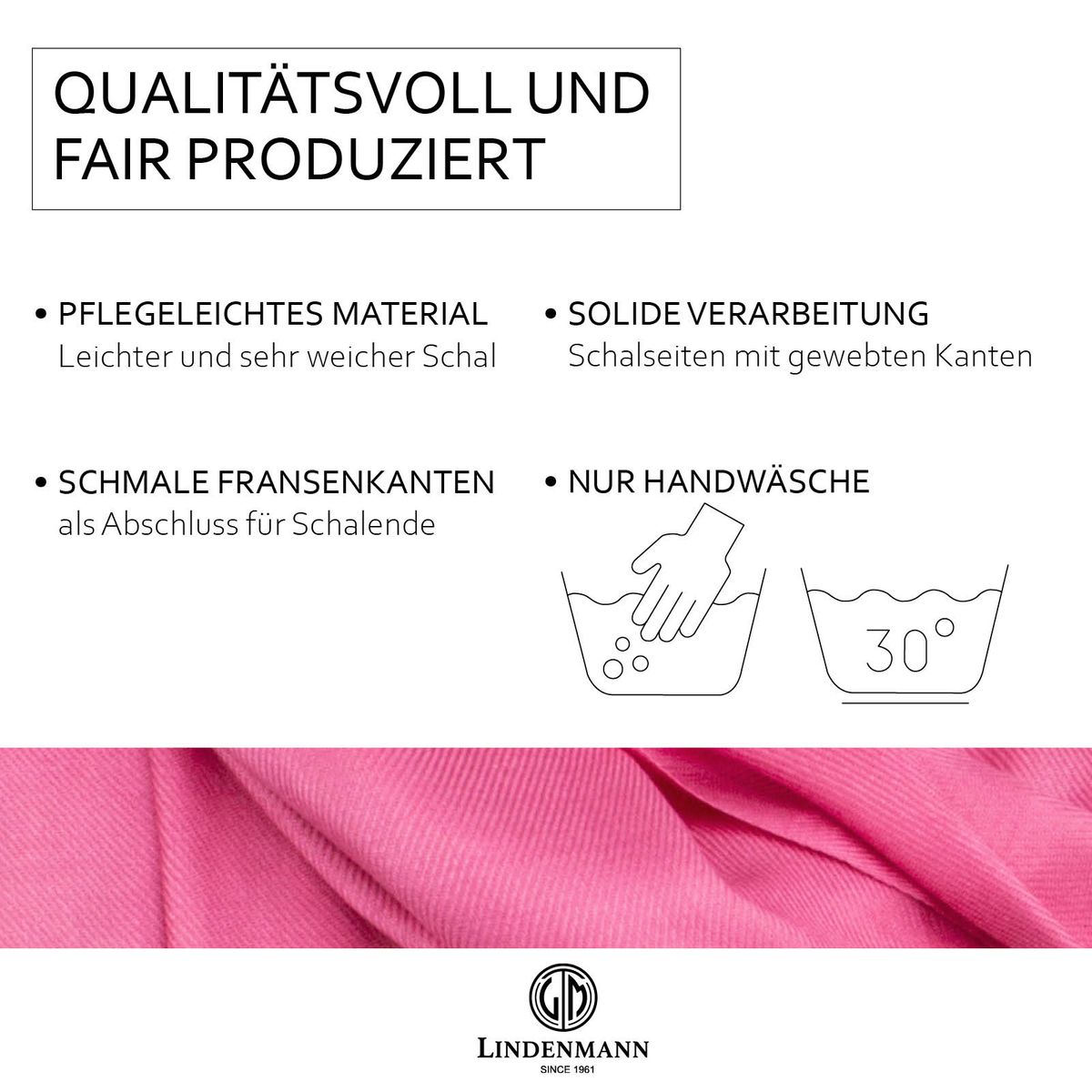 LINDENMANN Schal Damen pink Damen-Schal dünn 100 % Viskose