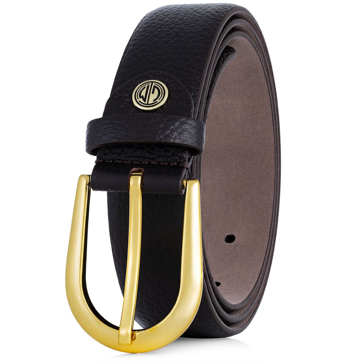 Gürtel, Leder, schwarz, goldene Schnalle, unifarben, LINDENMANN Damen Vollrindledergürtel aus 100% Echtleder dunkelbraun