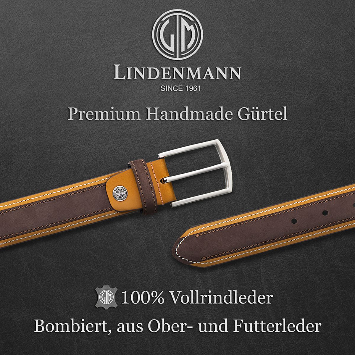 LINDENMANN Premium Ledergürtel braun