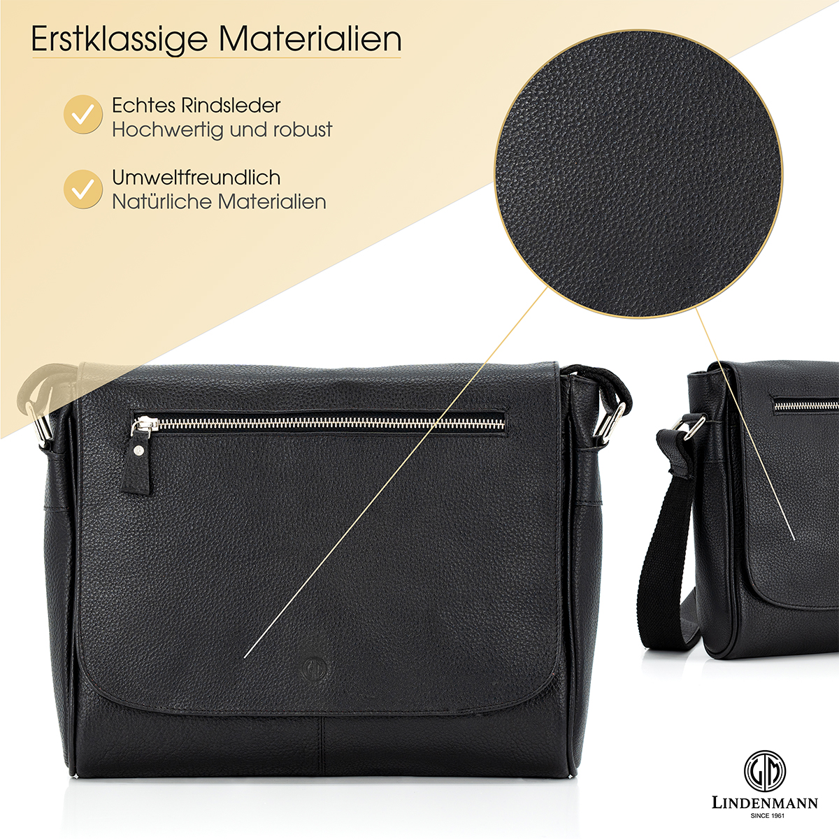 Lindenmann Ledertasche schwarz