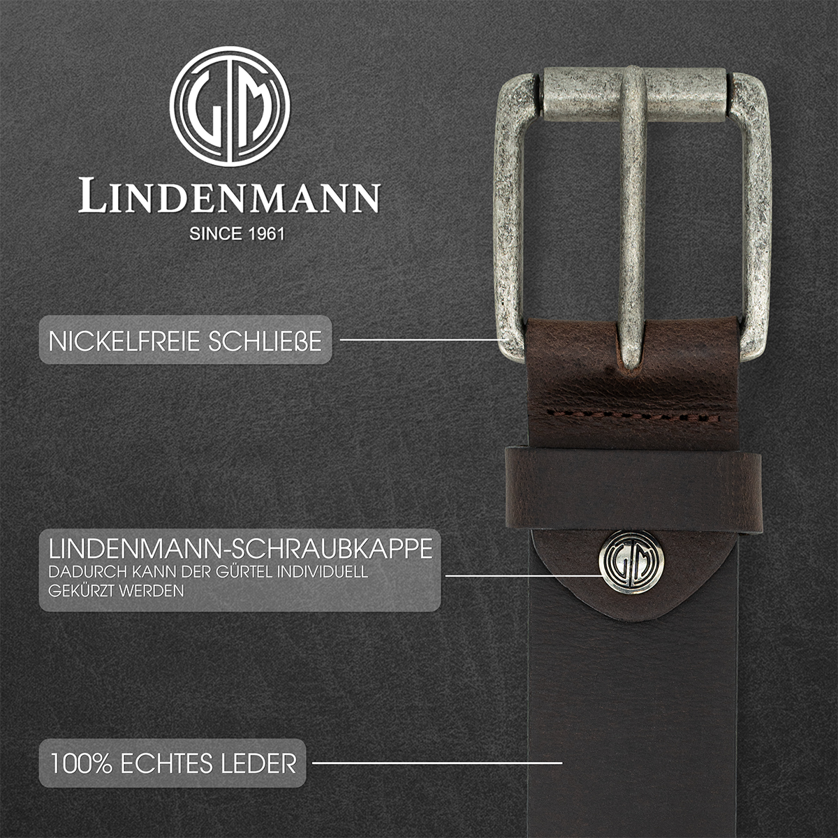 LINDENMANN Ledergürtel braun