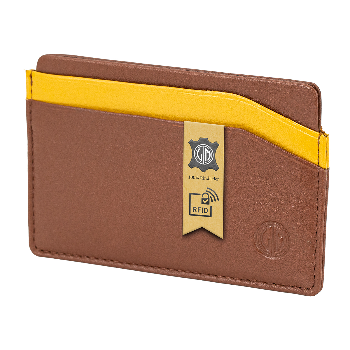 LINDENMANN Leder-Cardholder cognac gelb