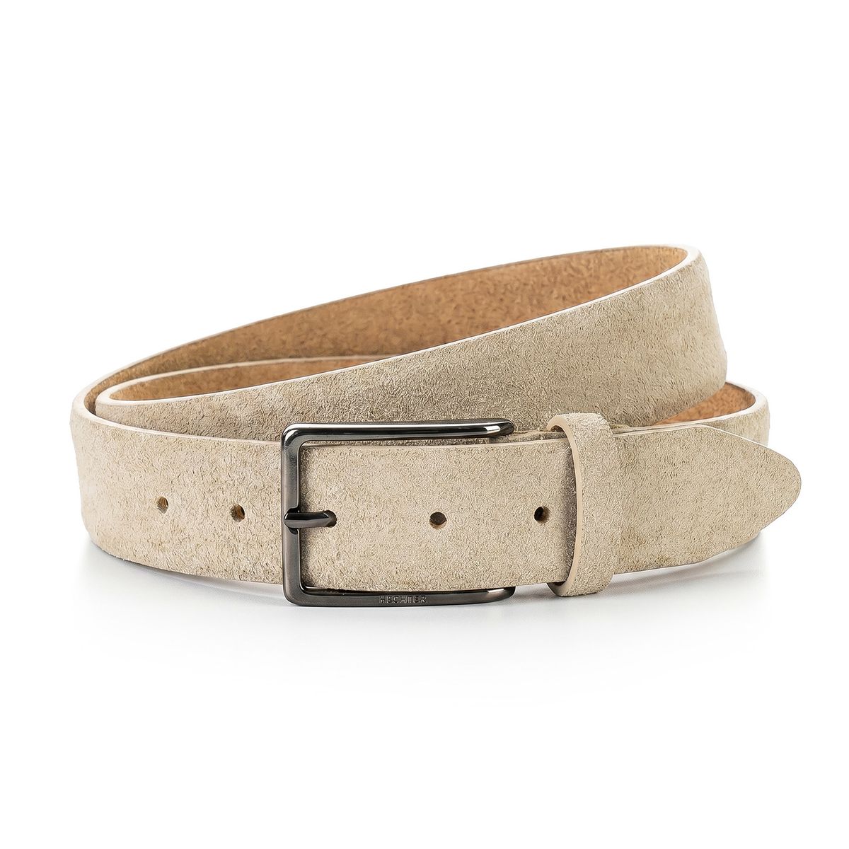 Gürtel, Leder, Beige, Gurtschnalle, Breiter Gürtel, HECHTER Paris Herren Veloursledergürtel aus 100% Echtleder taupe