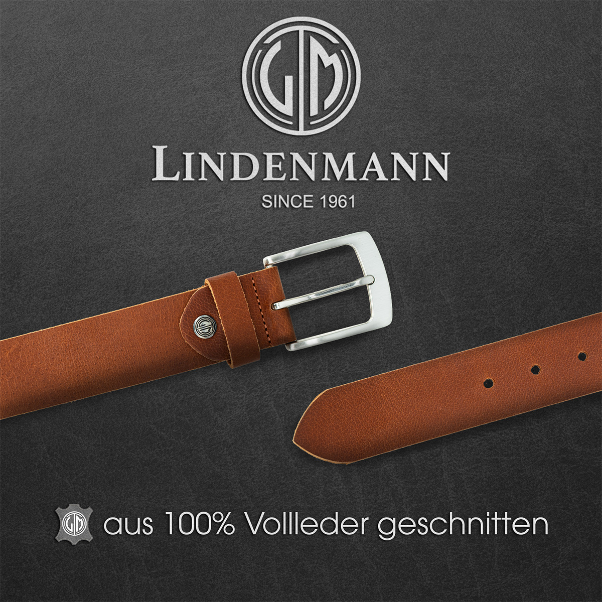 LINDENMANN Ledergürtel cognac