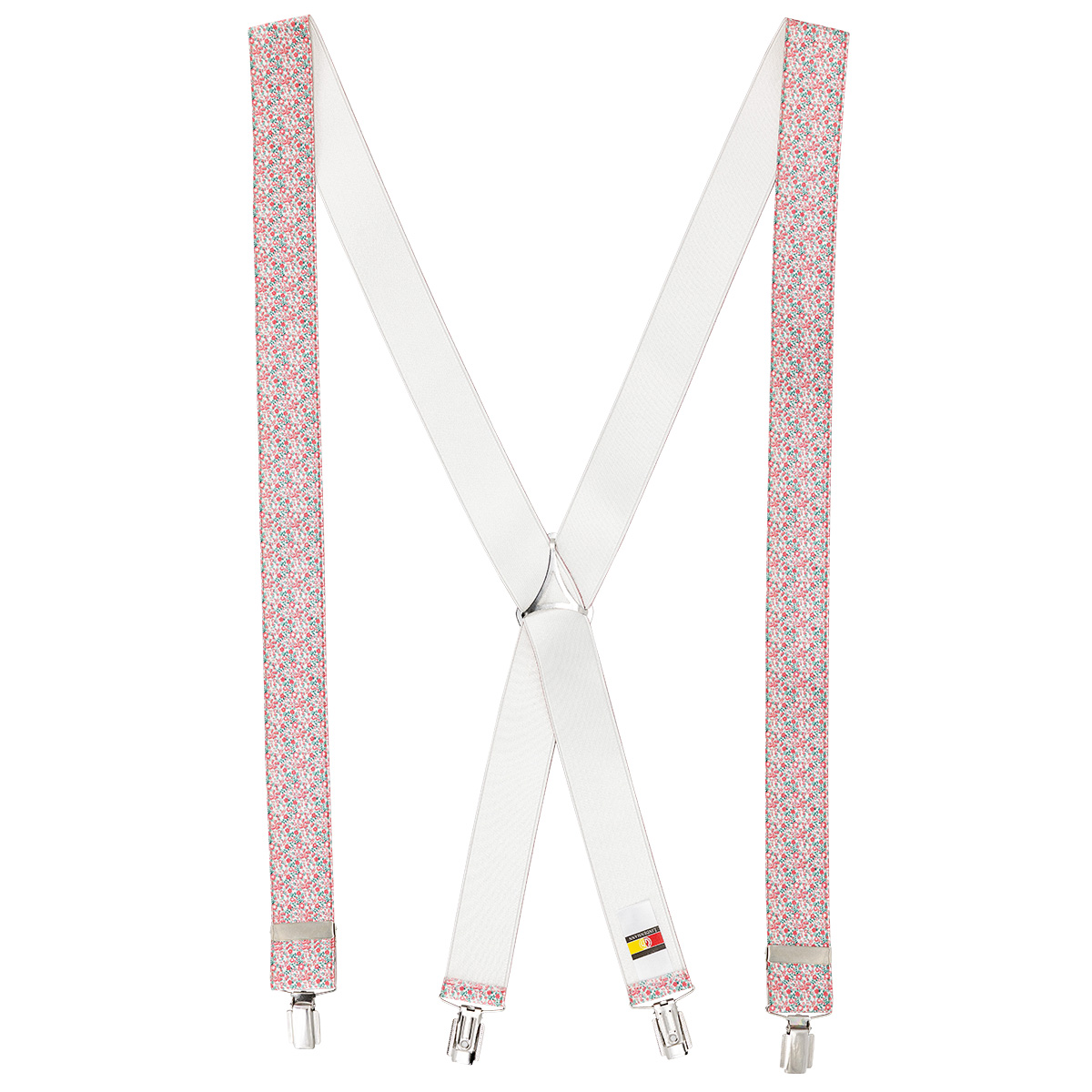 LINDENMANN Hosenträger Herren X-Form Blumenmuster rosé