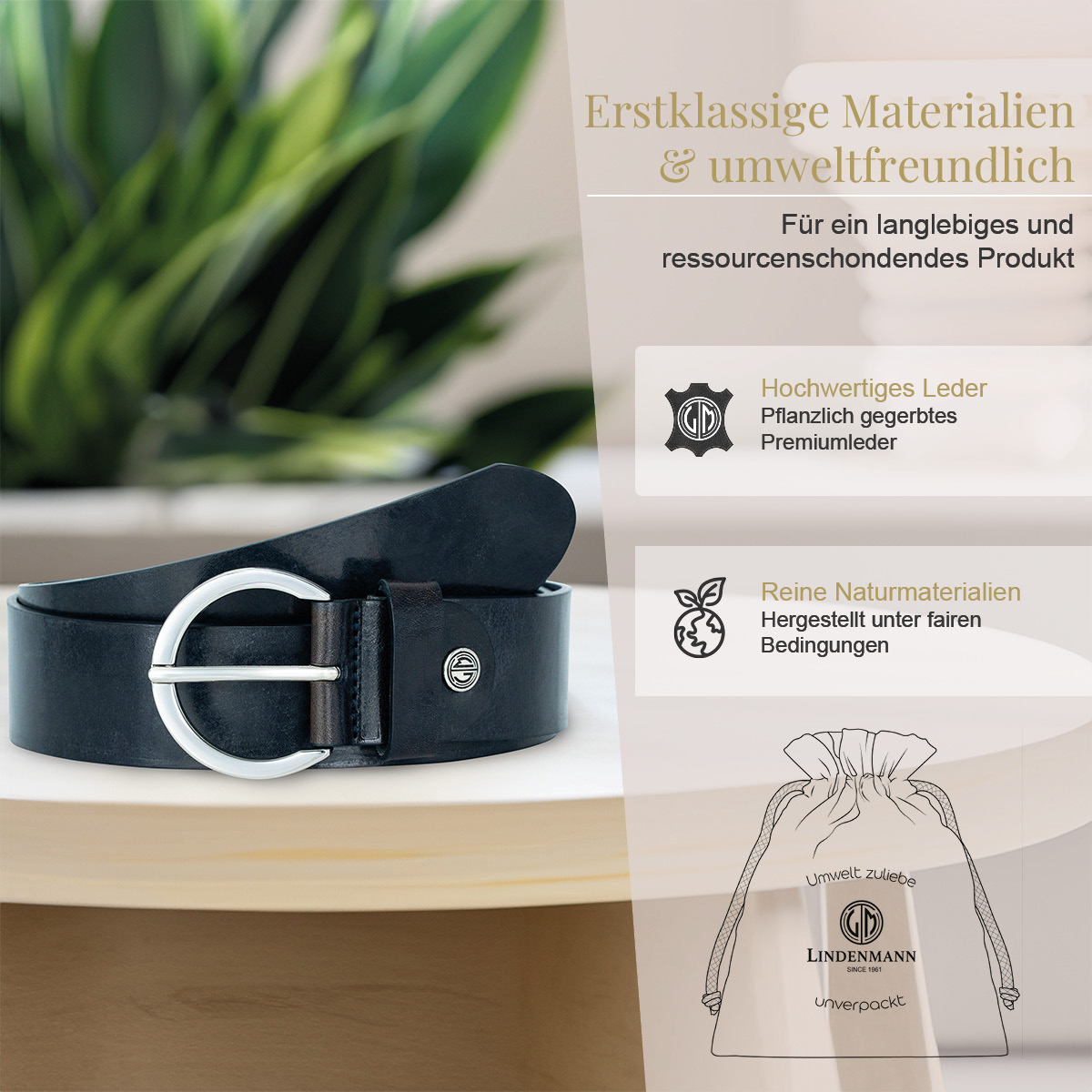 LINDENMANN Vollrindledergürtel Damen blau