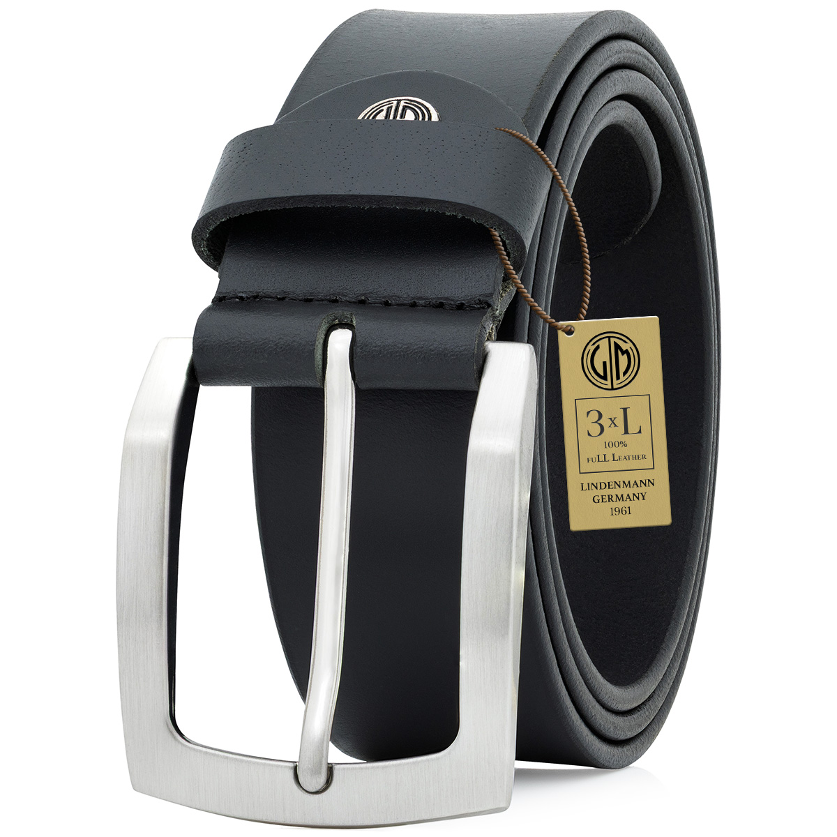LINDENMANN Ledergürtel Herren schwarz