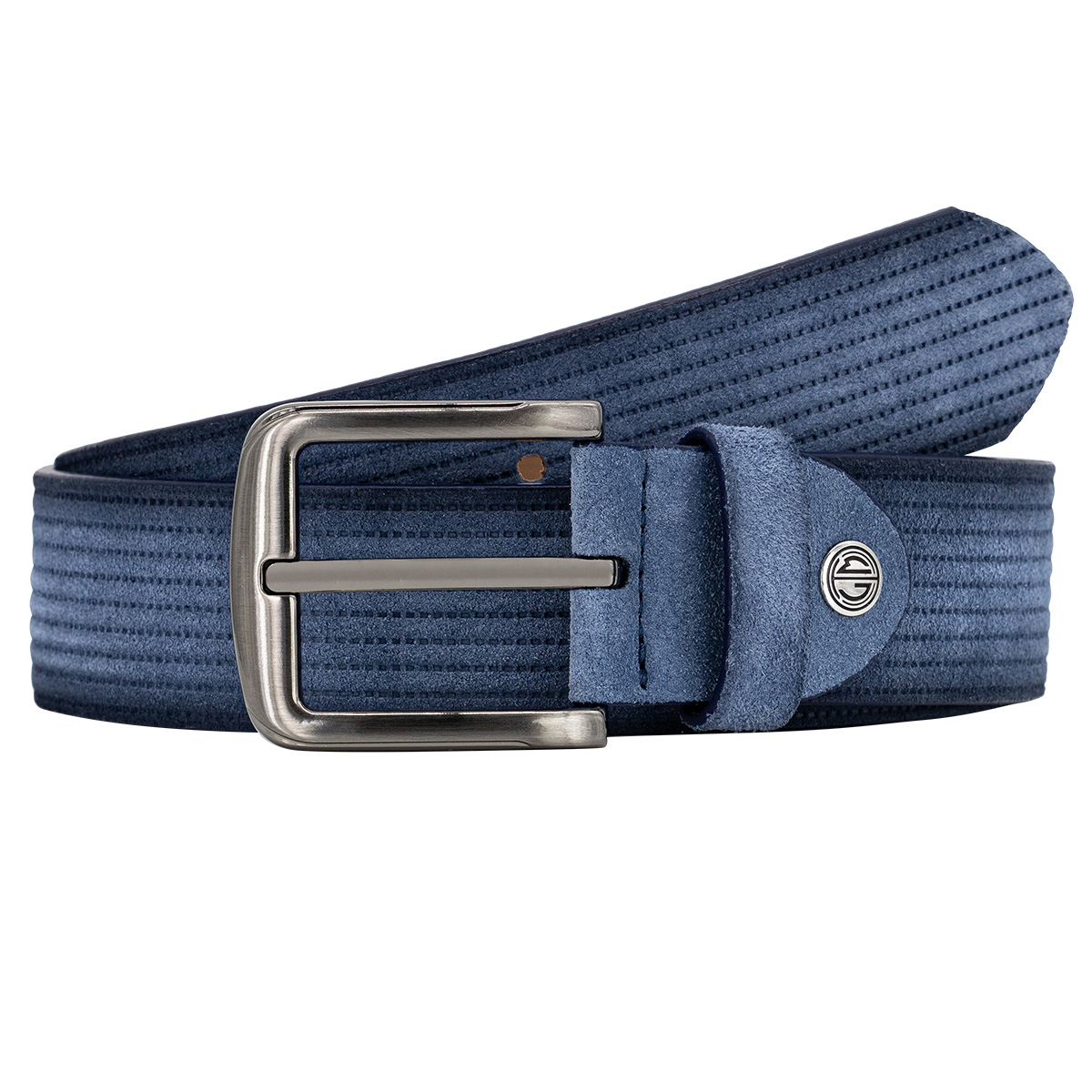 Gürtel, Ledergürtel, Nylon Gürtel, Dunkelblau, Metall-Schließe, LINDENMANN Herren Casual Vollrindledergürtel jeansblau