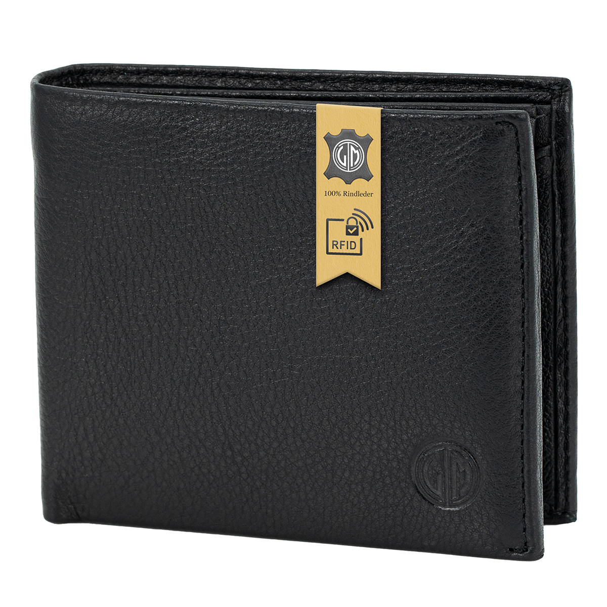 LINDENMANN Herren Leder Portemonnaie schwarz