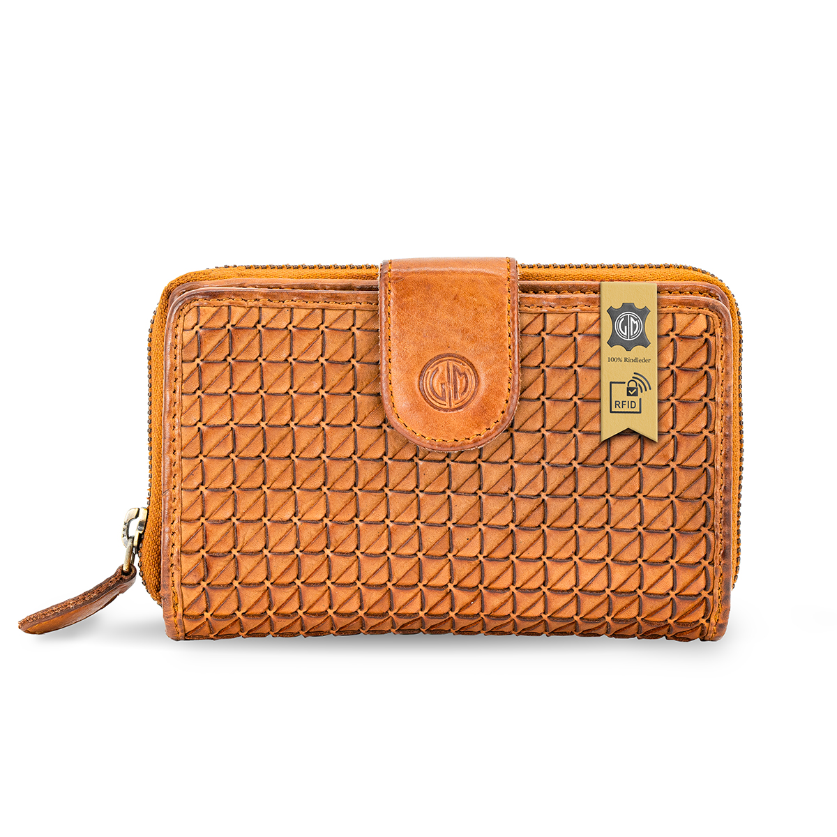 LINDENMANN Damen Leder Portemonnaie cognac