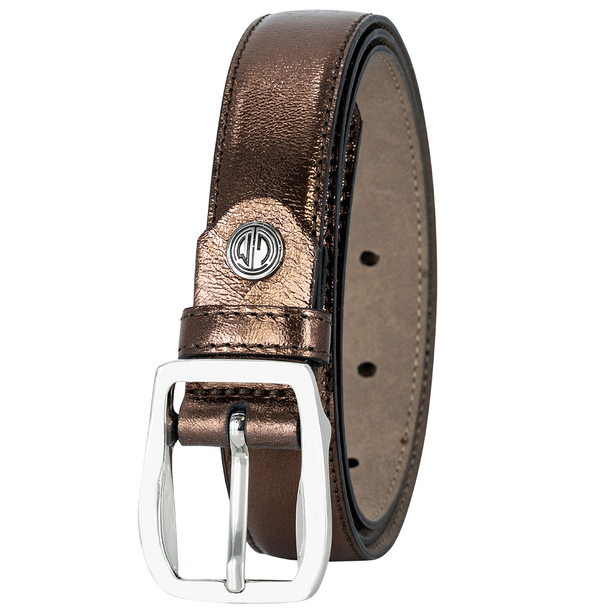 LINDENMANN Rindleder Damengürtel Braun Metallic