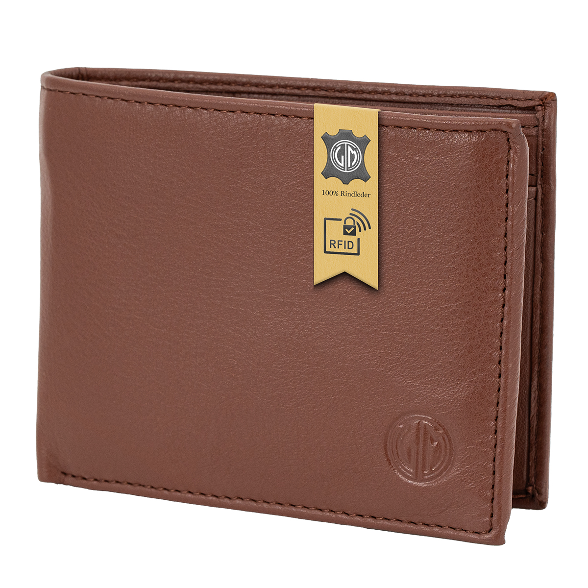 LINDENMANN Herren Leder Portemonnaie cognac