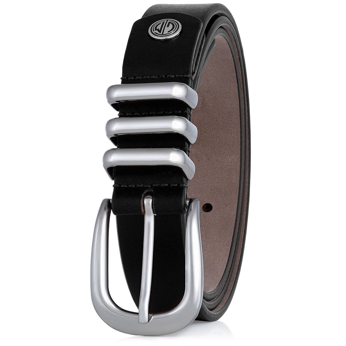 Gürtel, Rindleder, Schwarz, Gürtel mit Dornschließe, Ledergürtel, LINDENMANN Damen Vollrindledergürtel aus 100% Echtleder schwarz