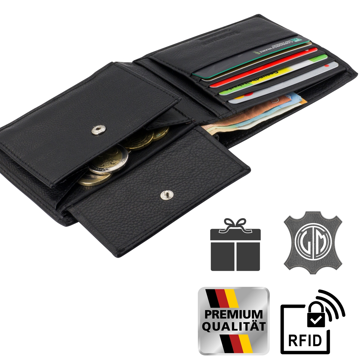 LINDENMANN Portemonnaie Herren Leder Geldbeutel Herren