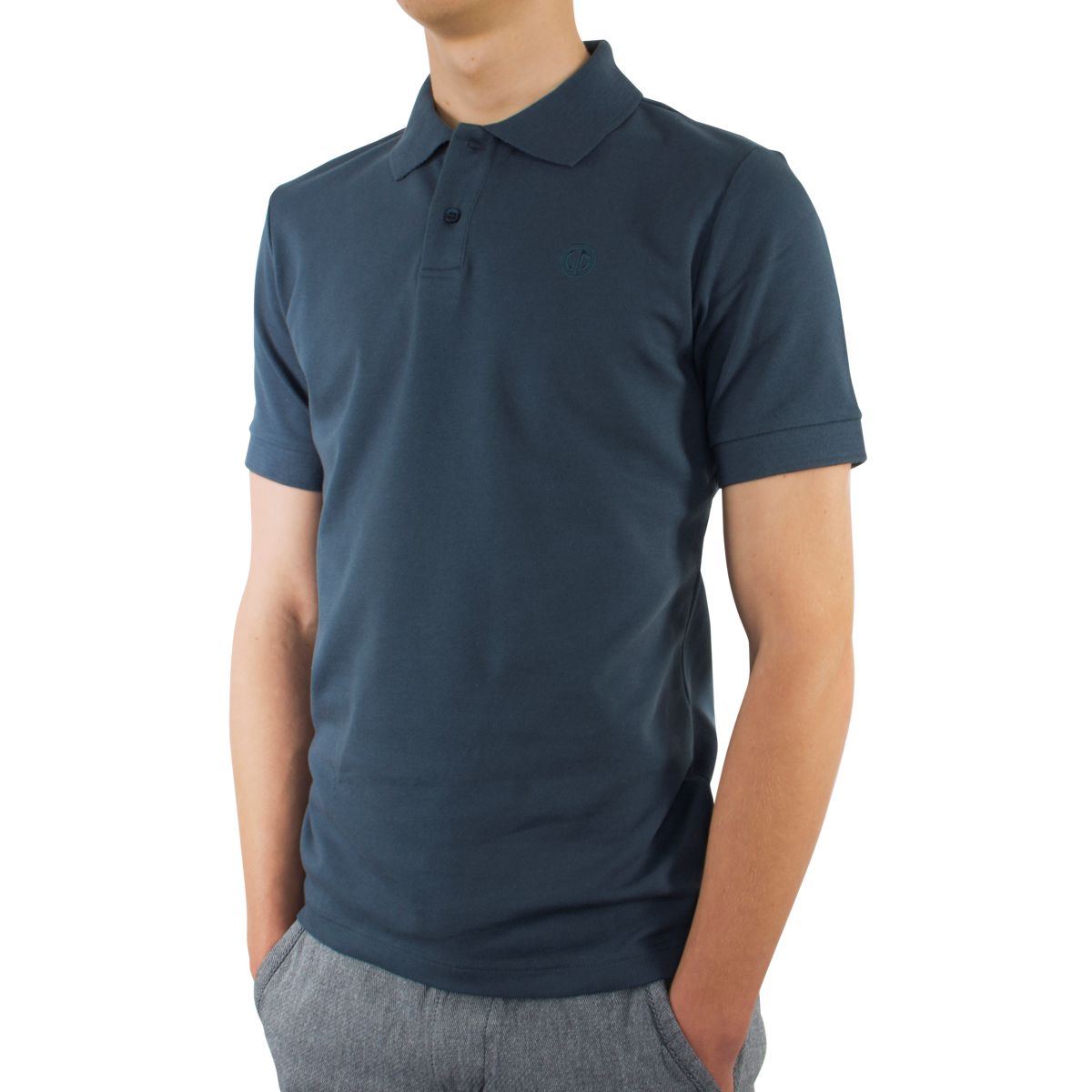 LINDENMANN Poloshirt Herren slim fit kurzarm navy blau Bio Baumwolle Made in EU