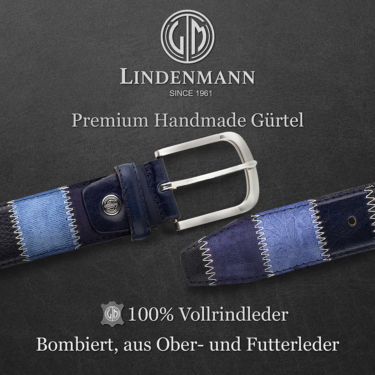 LINDENMANN Herrengürtel Jeans blau