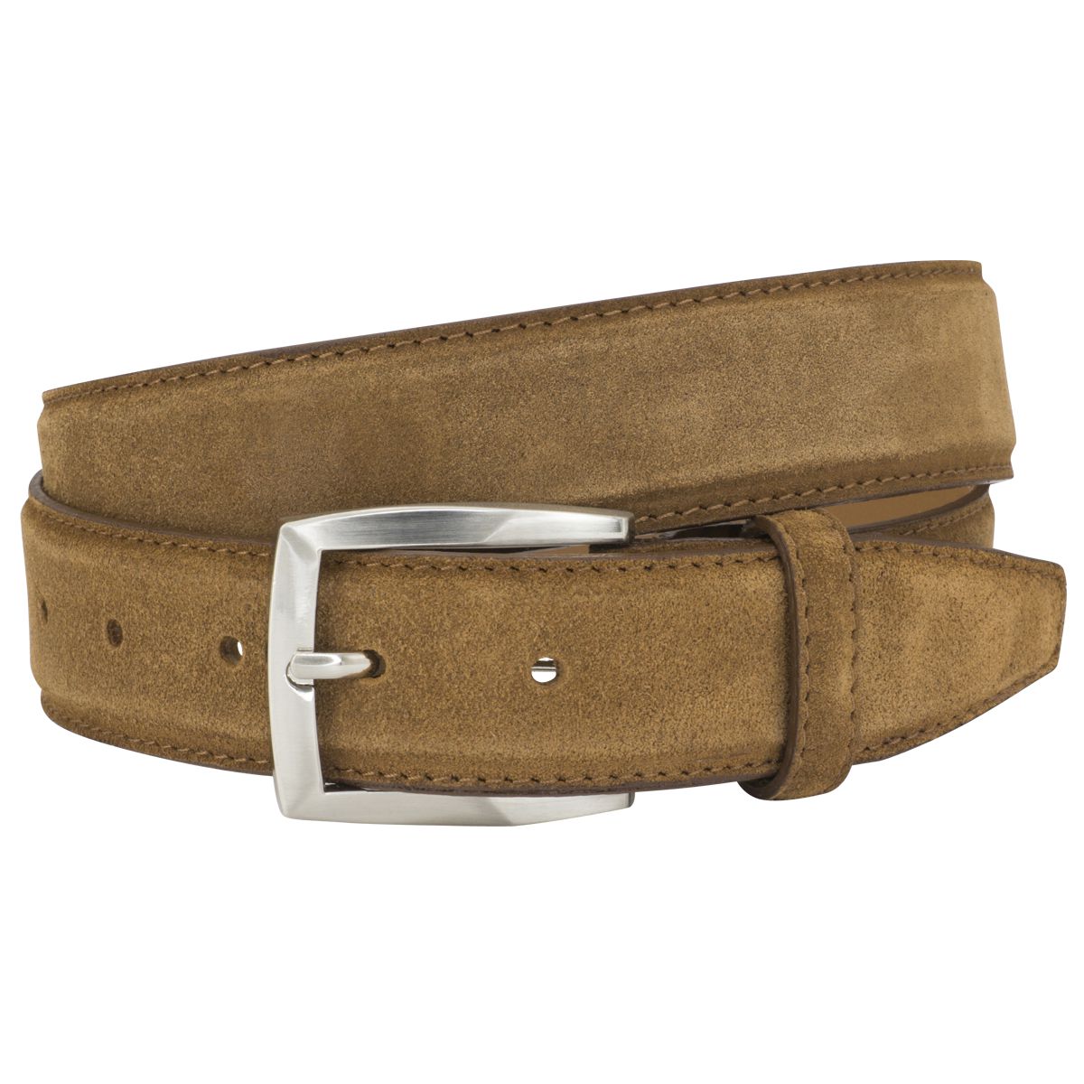 LINDENMANN Leder-Gürtel Herren 35 mm Veloursleder cognac