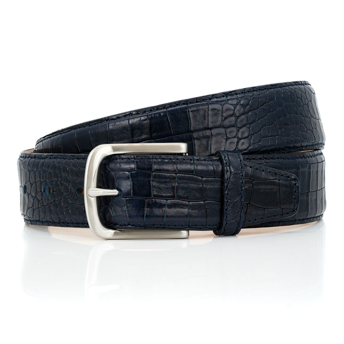 LINDENMANN Handmade Ledergürtel Herren blau LINDENMANN Jeansgürtel Herren blau
