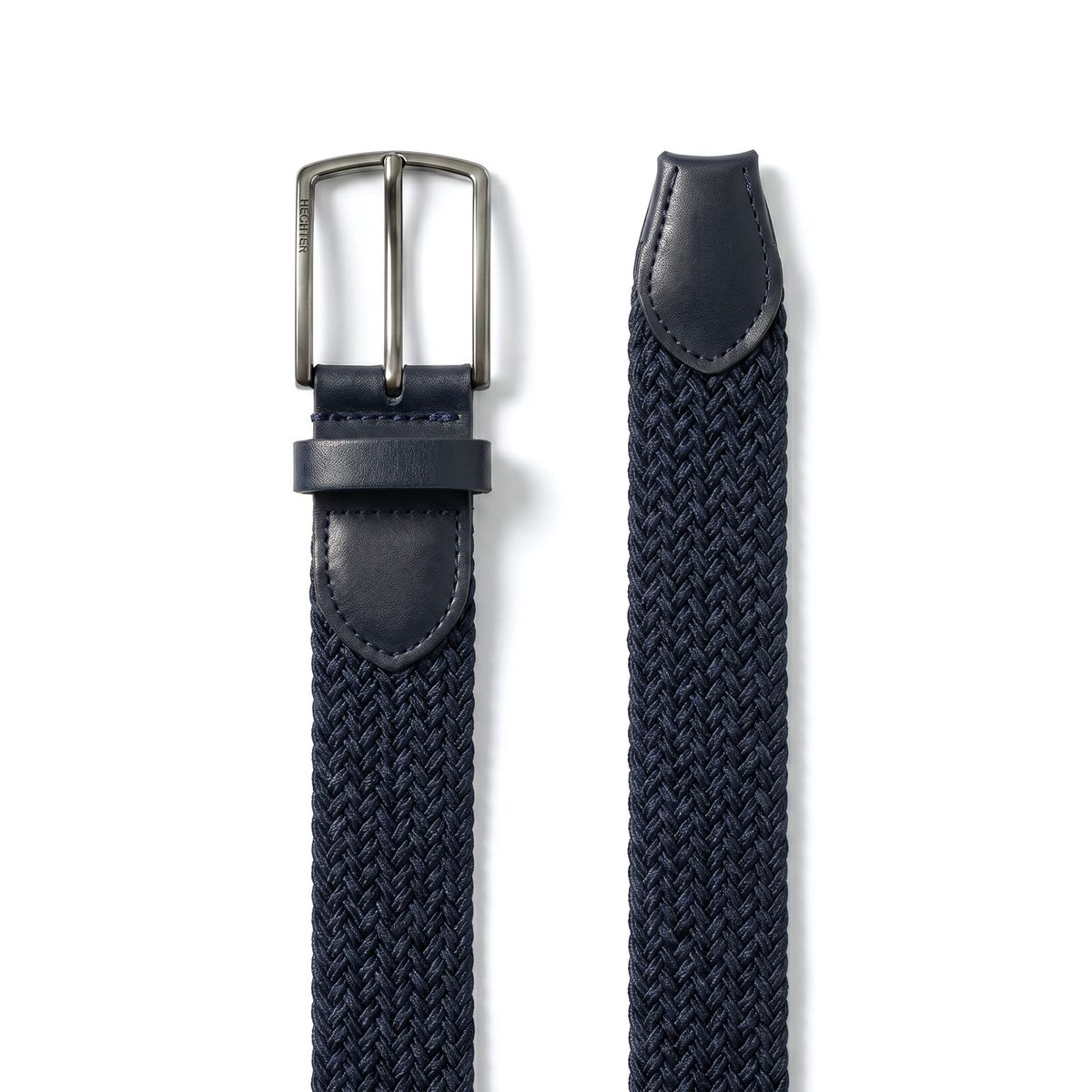 Gurtel, Buckle, geflochten, Navy, Leder, HECHTER Paris Herren Textil-Flechtgürtel mit 100% Echtlederenden marine