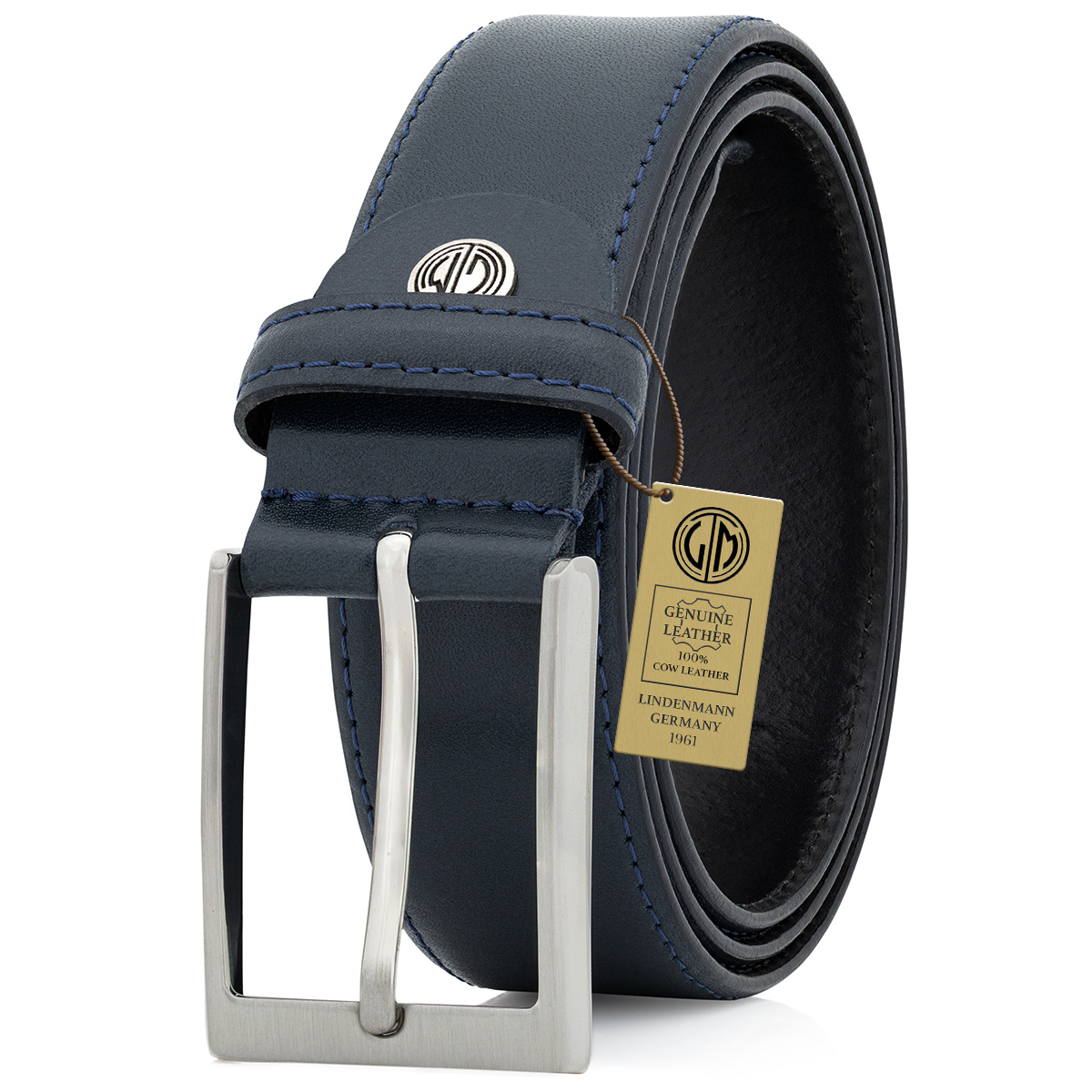 LINDENMANN Ledergürtel Herren blau