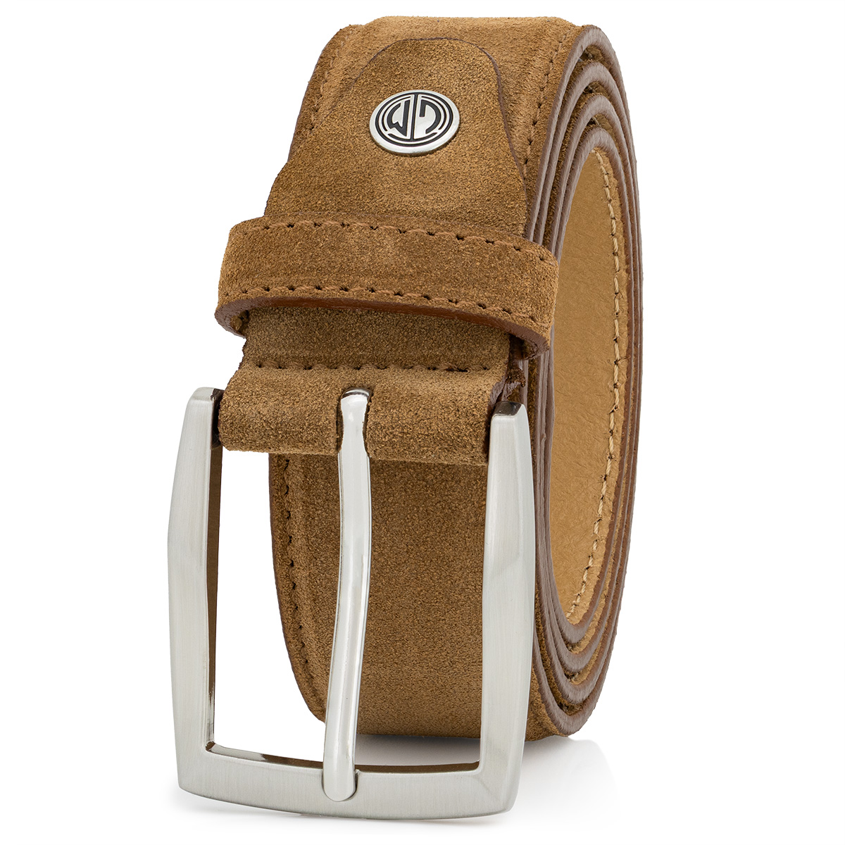 LINDENMANN Veloursgürtel Herren aus 100% Echtleder in cognac LINDENMANN Herrengürtel Veloursleder cognac