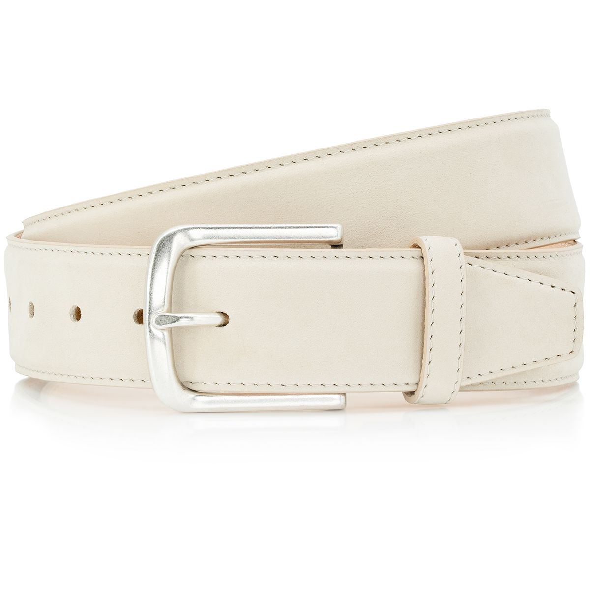 LINDENMANN Handmade Nubukleder Herrengürtel Elfenbein