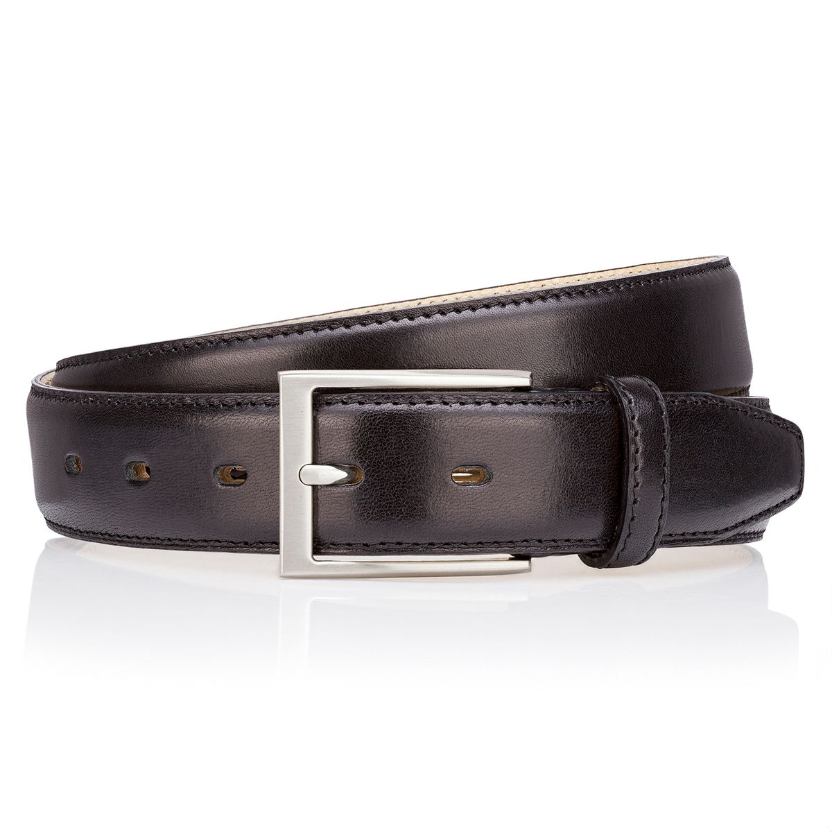 LINDENMANN Premium Ledergürter Herren schwarz