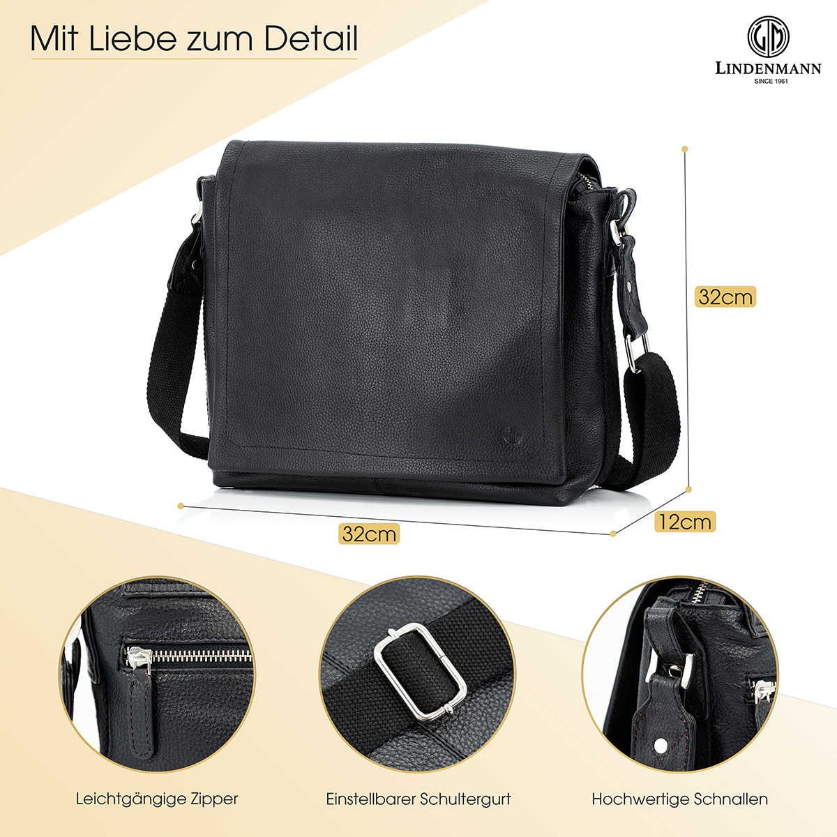 Lindenmann Ledertasche schwarz