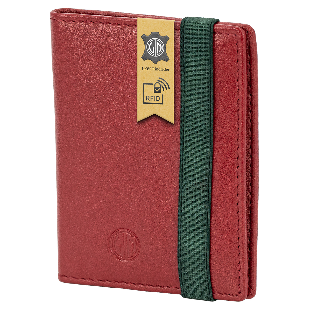 LINDENMANN Leder-Cardholder rot grün