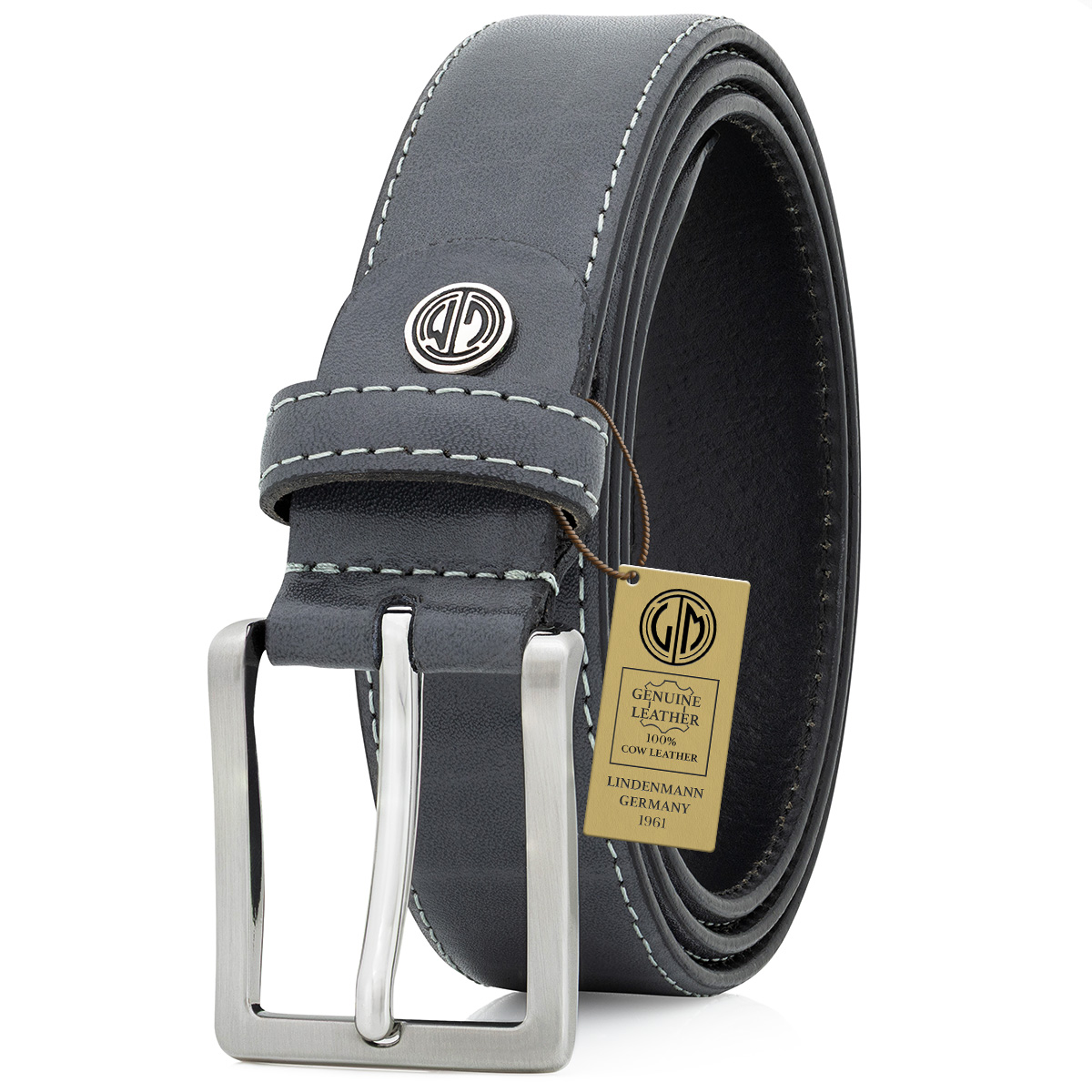 LINDENMANN Ledergürtel Herren grau