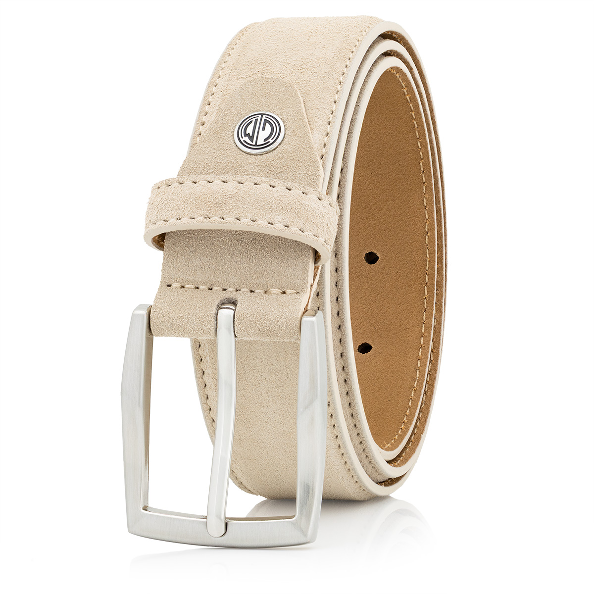 LINDENMANN Herrengürtel Veloursleder beige